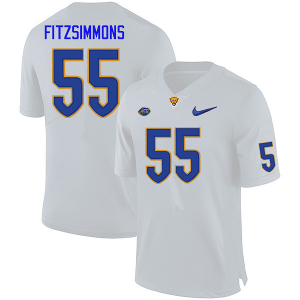 Men #55 Sean FitzSimmons Pitt Panthers College Football Jerseys Sale-White